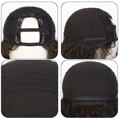 Afro Curly U Part Wig Synthetic Braided Hair Texture with Unique Bouncy Curls in the End 24 Inch Soft Kinky Curly Full Hair Wigs