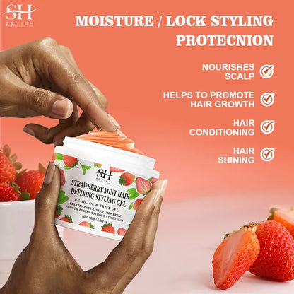 Strawberry Mint Hair Styling Gel Hair Pomade Professional Edge Control Wax for Wigs Women Lasting Edges Control Hair Wax Cream