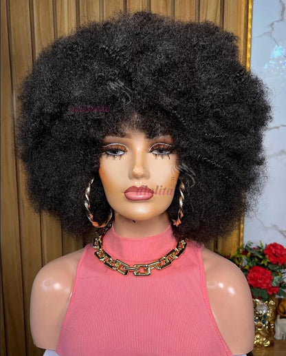 Peruvian Hair Pixie Short Afro Kinky Curly Bob Cut Bouncy Cheap Full Machine Made Human Hair Wigs For Black Women Glueless Remy
