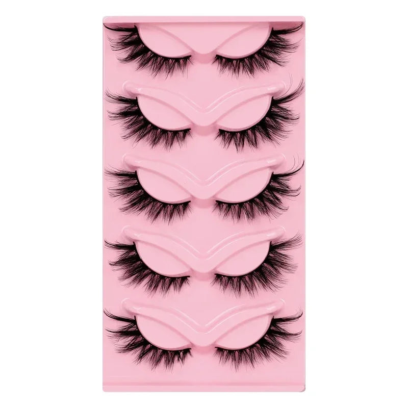5 Pairs Cat Eye Lashes Faux Mink Eyelashes Natural long Manga Lashes Winged End Eye Elongated Eyelashes Fake Lashes Makeup
