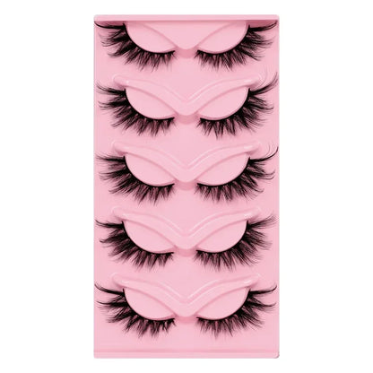 5 Pairs Cat Eye Lashes Faux Mink Eyelashes Natural long Manga Lashes Winged End Eye Elongated Eyelashes Fake Lashes Makeup