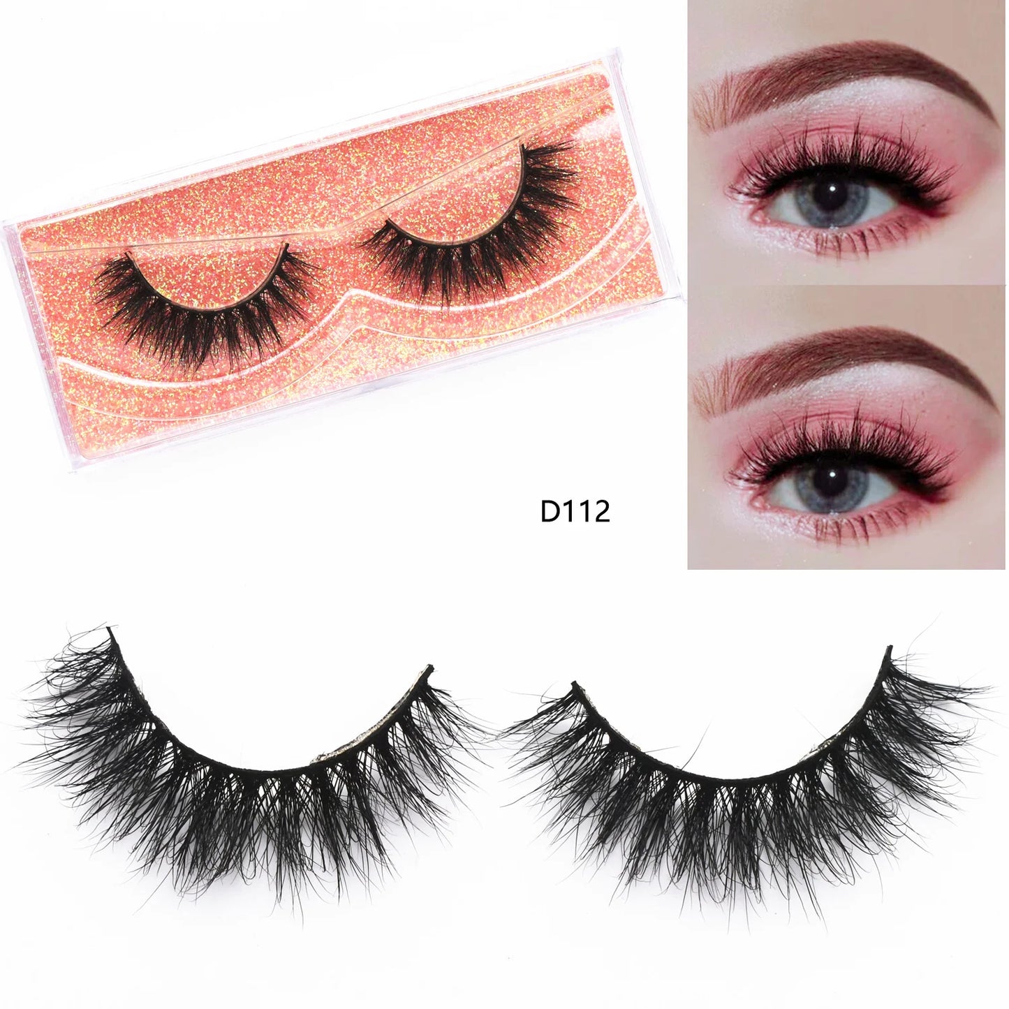3D Mink Lashes Fluttery 3D Mink Lash Baby Doll Look Makeup Mink False Eyelash Round Shape 15mm Wispy Natural Eyelashes Full Lash