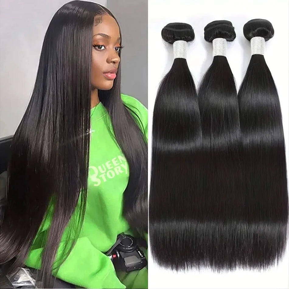 Peruvian Bone Straight Human Hair Bundles Deal Unprocessed Virgin Hair Extensions Long Thick Cheap Brazilian Hair Weave Natural