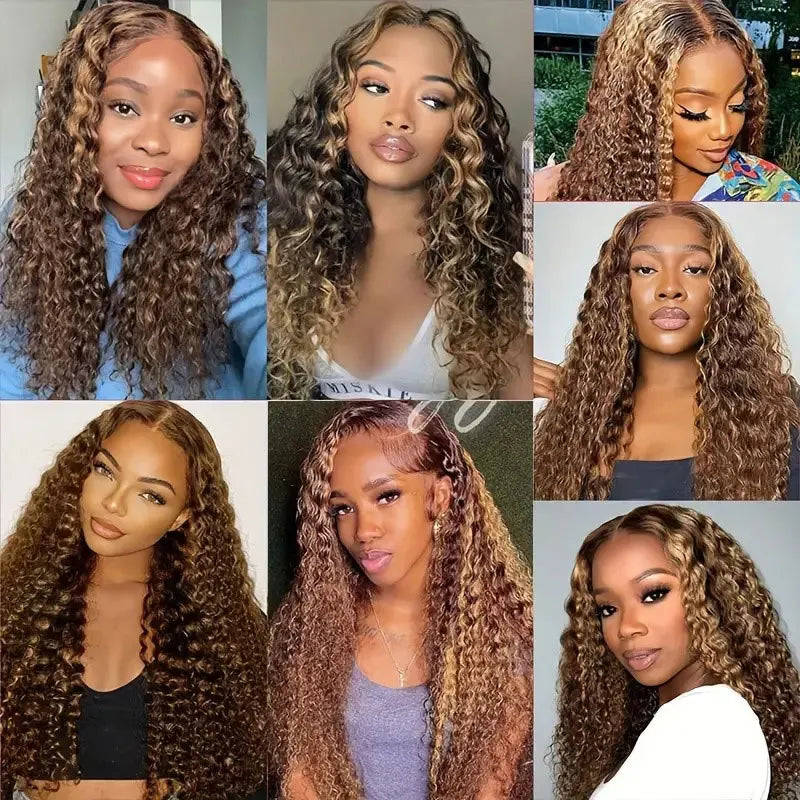 Highlight Water Wave Bundles Human Hair Weaves Brazilian 100% Human Hair Wet And Wavy Bundles Double Weft Deep Curly Bundles