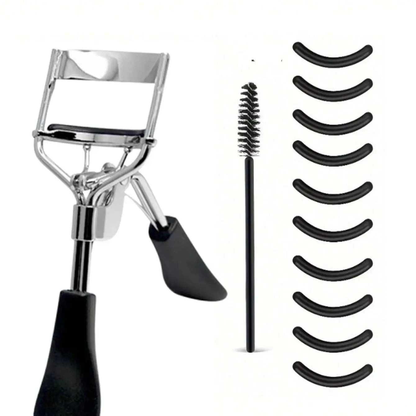 1pc Eyelash Curler With Built-In Comb For Long-Lasting Curled Lashes, Travel & Student Makeup Essential With 10 Silicone Pads, 1