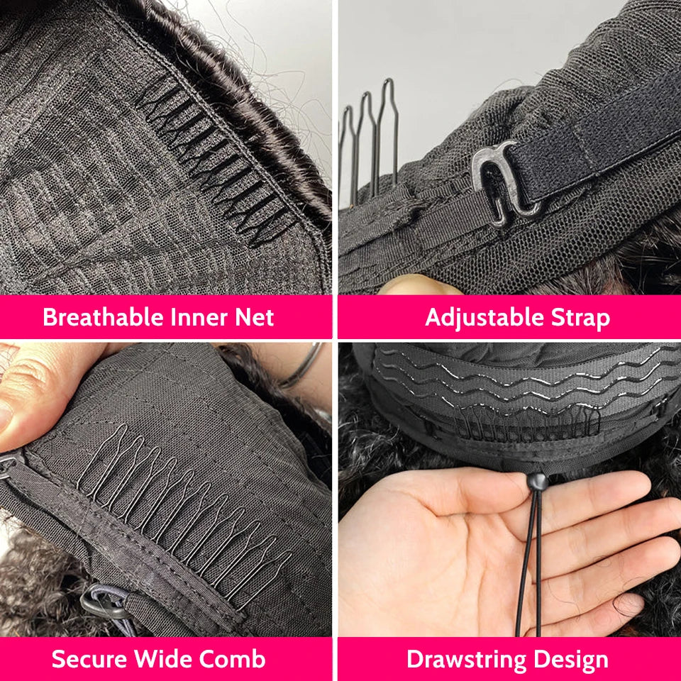 Flip Over Half Wig Water Wave Upgrade 3 IN 1 Half Wig Human Hair With Drawstring Seamless Isee Hair Clip Ins