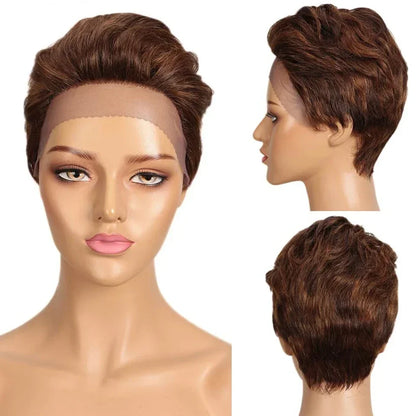 Peruvian Short Straight Hair Wig Pixie Lace Human Hair Wigs For Black Women  Remy Hair Short Lace Pixie Cut Fashion wig