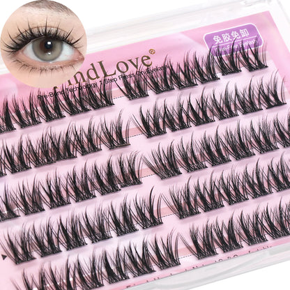 FindLove 5D Glue Free Eyelash No Glue Needed 11-12mm Lashes W Shape Self Adhesive Reusable Long Lasting Pre Glued Lash Makeup