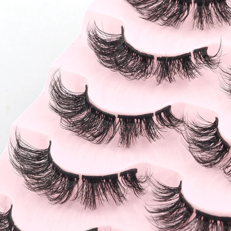 Natural Short False Mink Lashes 3/5/10 Pairs Extensions Eye Hair False Eyelashes 3D Faux Cils Soft Fluffy Eye Lashes for Beauty