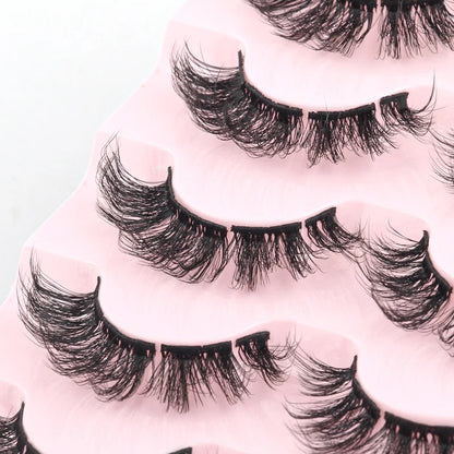 Natural Short False Mink Lashes 3/5/10 Pairs Extensions Eye Hair False Eyelashes 3D Faux Cils Soft Fluffy Eye Lashes for Beauty