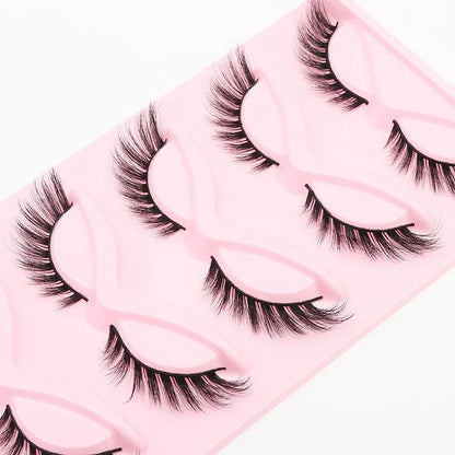 5 Pairs Cat Eye Lashes Faux Mink Eyelashes Natural long Manga Lashes Winged End Eye Elongated Eyelashes Fake Lashes Makeup
