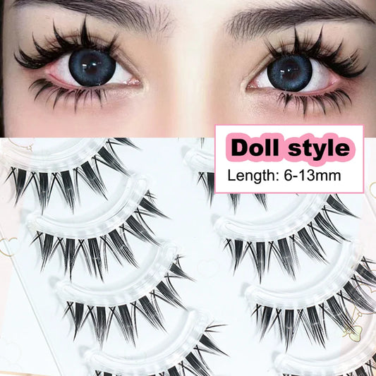 New Doll Lashes Extension Natural Cat Eye False Eyelashes Cosplay Makeup Cross Strip Eye Lashes Handmade Manga Anime Lash