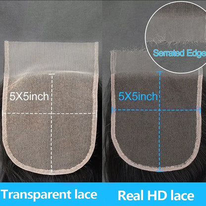 HD Lace Frontal Closure 5x5 13x4 Transparent Softer Invisible Lace Free Part Human Hair Frontal Natural Color Straight