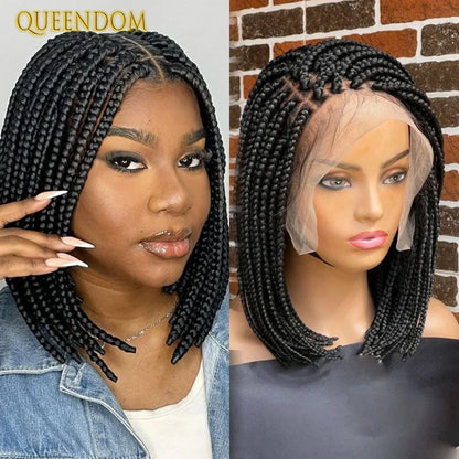 Full Lace Wigs for Black Women Short Bob Braided Wigs Knotless Box Braids 360 Lace Front Wigs Cornrow Synthetic Wigs 12 Inch