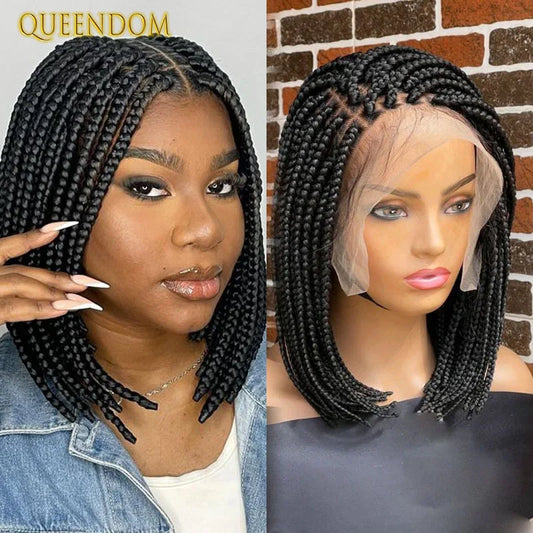 Full Lace Wigs for Black Women Short Bob Braided Wigs Knotless Box Braids 360 Lace Front Wigs Cornrow Synthetic Wigs 12 Inch