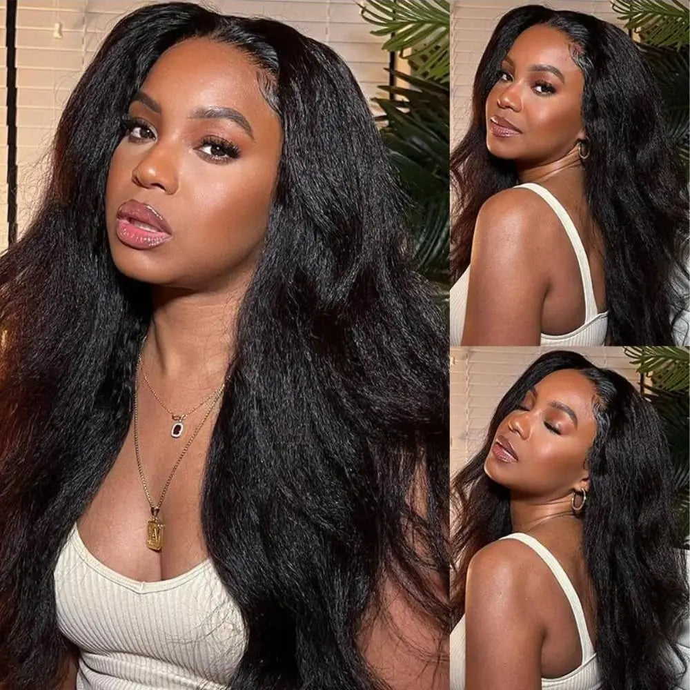 Kinky Straight Bundles Human Hair Sew in Hair Extensions Real Human Hair 24 Inch Weft Hair Extensions Human Hair Natural Black