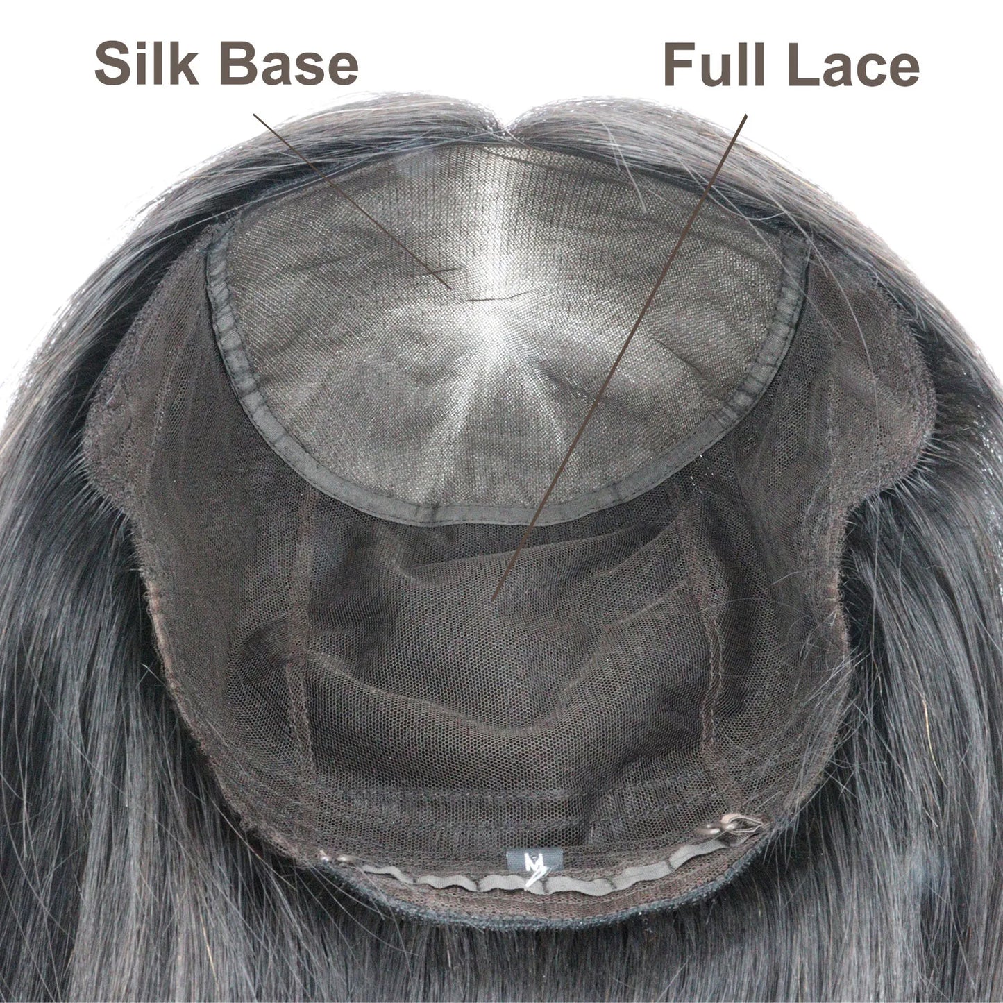 Full Lace Silk Base Wig with PU Front 18" Remy Human Hair Wig for Women Natural Black Silk Top Glueless Wig Natural Scalp