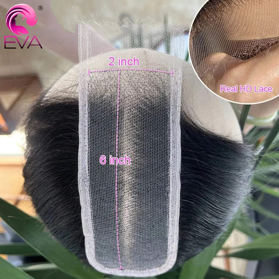 100% Real HD Lace Closure 2x6 Deep Parting HD Lace Human Hair Closures Straight Hair Pre Plucked Body Wave HD Lace Closure Only