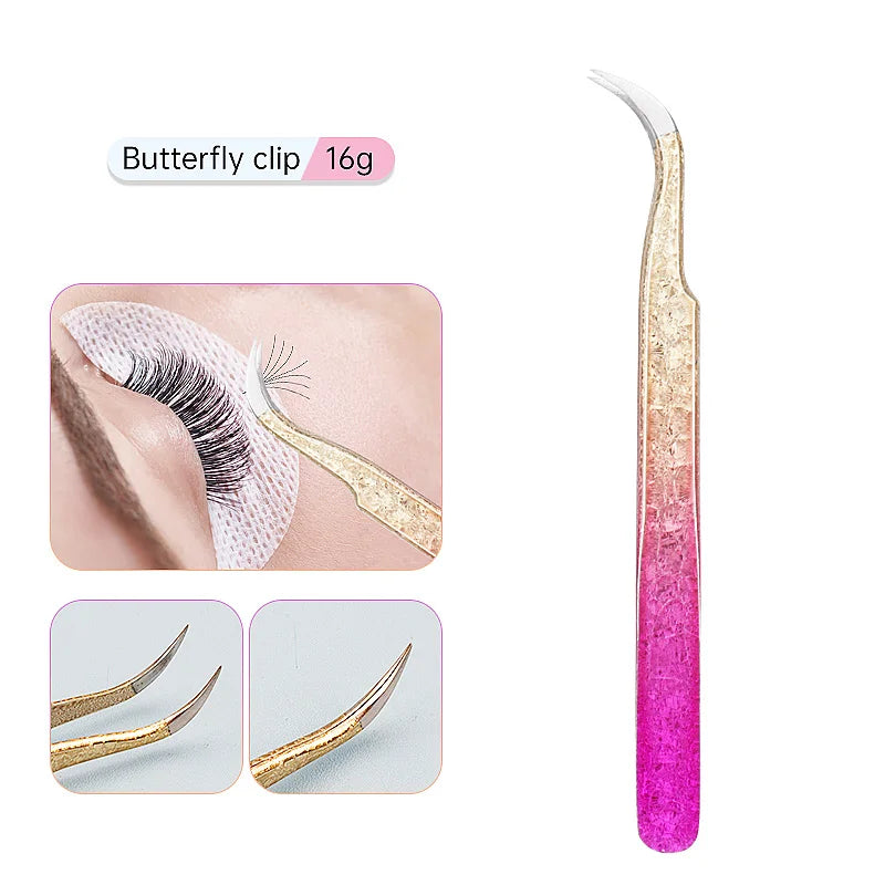 1 Pc Eyebrow Tweezers for Lashes Artists Ice Flower Anti-Static Stainless Steel Eyelash Extension Makeup Tweezer Tools