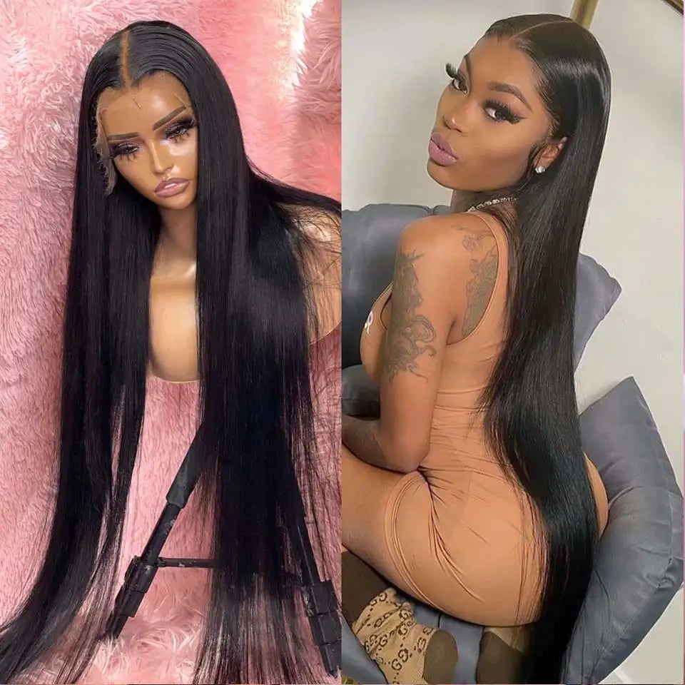 13x4 13X6 Hd Lace Frontal Wig Cheap 34 Inch Peruvian Straight Lace Front Wigs Human Hair Brazilian Bone Straight Human Hair Wigs