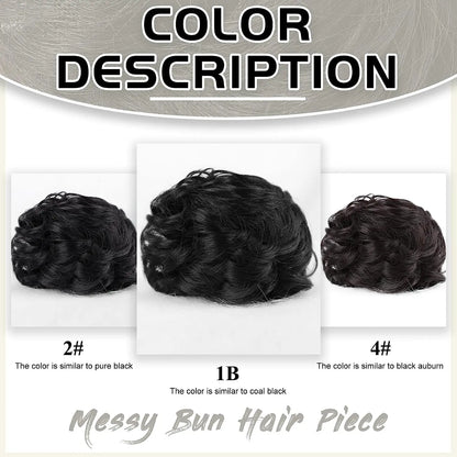 Messy Bun Hair Piece Claw Hair Bun Wig Clipped In Claw Hair Natural Wavy Curly Comb Synthetic Wig For Female