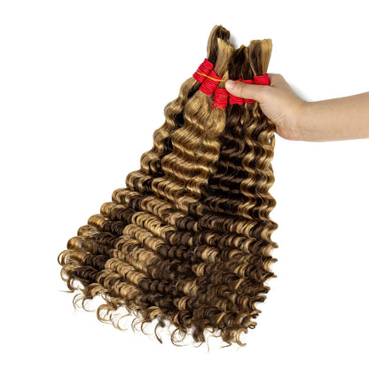 Deep Wave Bulk Human Hair for Boho Braids No Weft 100% Virgin Human Hair Bulk for Braiding Curly Extension Bundles for Women