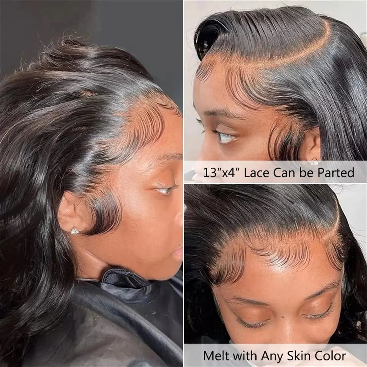 Body Wave Bundles Human Hair With Frontal 100% Natural Human Hair Extensions 3 Bundles With13x4 Transparent Lace Frontal Closure
