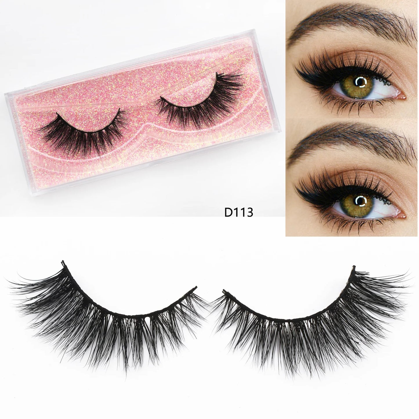 3D Mink Lashes Fluttery 3D Mink Lash Baby Doll Look Makeup Mink False Eyelash Round Shape 15mm Wispy Natural Eyelashes Full Lash
