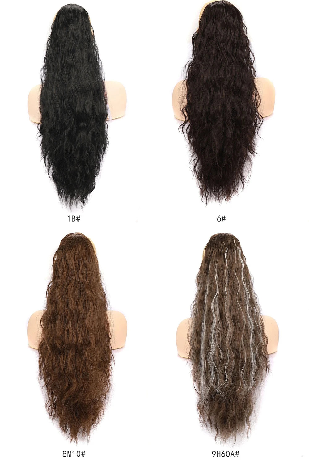 Ponytail Extension 30 Inch Extra Long Drawstring Wavy Curly Ponytails Black Brown Synthetic Fiber Fake Hair piece for Women