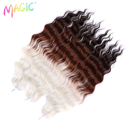 Magic Hair Synthetic Loose Deep Wave Braiding Hair Extensions 24 Inch Water Wave Braid Hair Ombre Blonde Twist Crochet Curly Hai