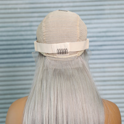 13x6 Straight Lace Front Wig Silver Grey Lace Front Wigs Human Hair Pre Plucked Brazilian Transparent 13x4 Lace Frontal Wig 200%