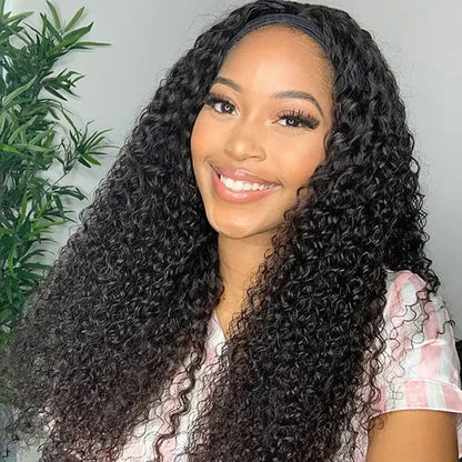 Headband Wig Kinky Curly Human Hair Bundles  10-32 InchesExtension 100g/1PC Brazilian Virgin Hair Natural Black Color