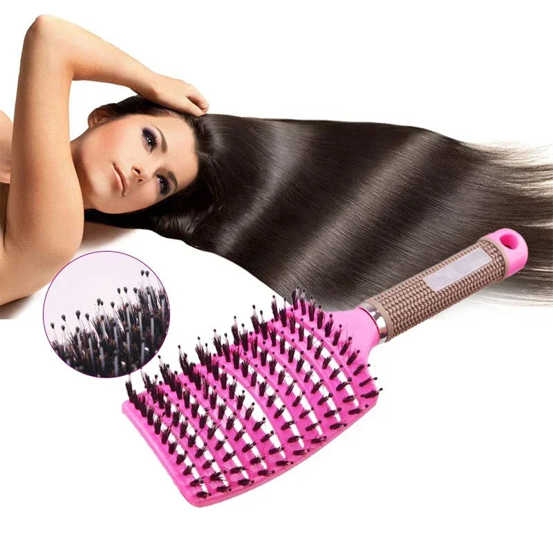 Hair Brush Scalp Massage Comb Hairbrush Boar Bristle Nylon Women Wet Curly Detangle Hair Brush Salon Hairdressing Styling Tool
