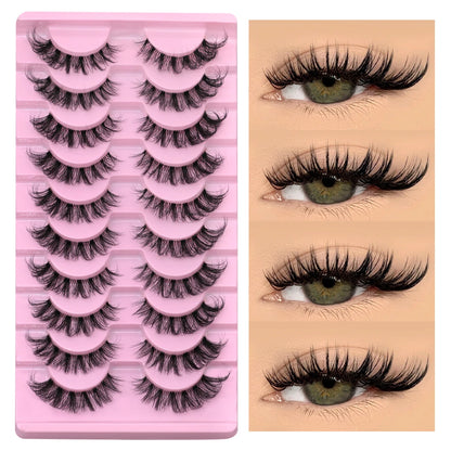 GROINNEYA Cat Eye Effect Natural 5/10 Pairs Elongated eye tail Lashes Look Soft Wispy Mink Eyelashes Full Strip Lashes Extension