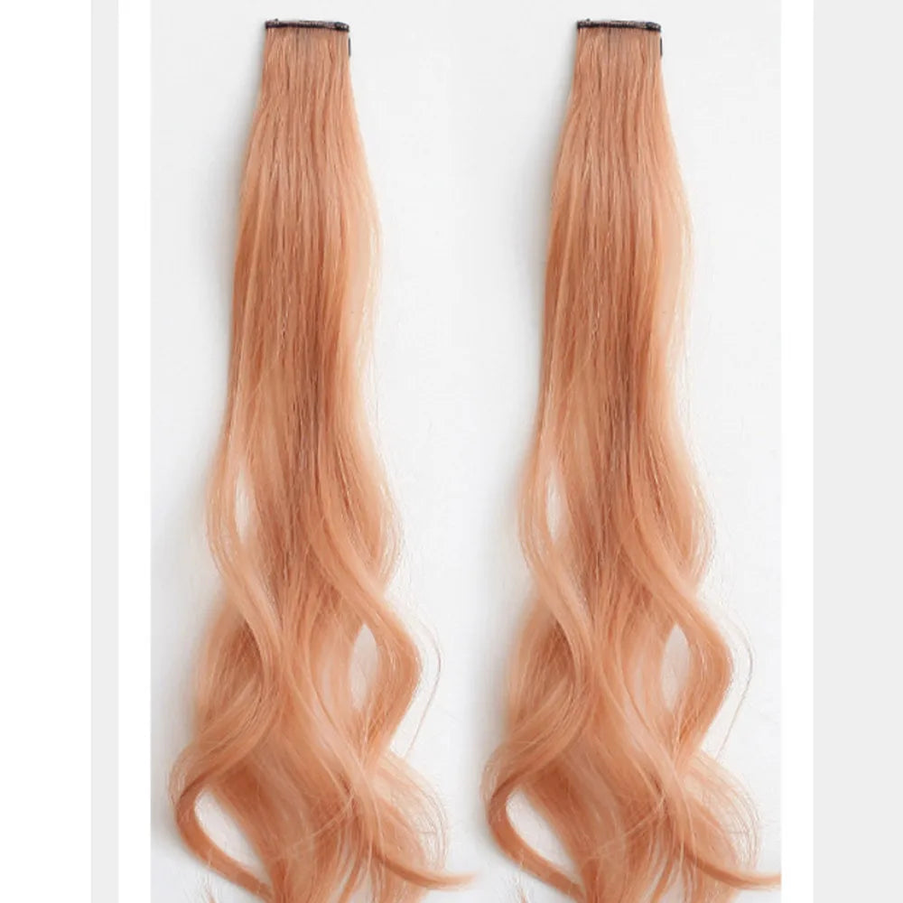 Synthetic Wigs 1 Pair 50Cm Fashion One-piece Slightly Curly Highlights Wig Natural Seamless Hair Accessories