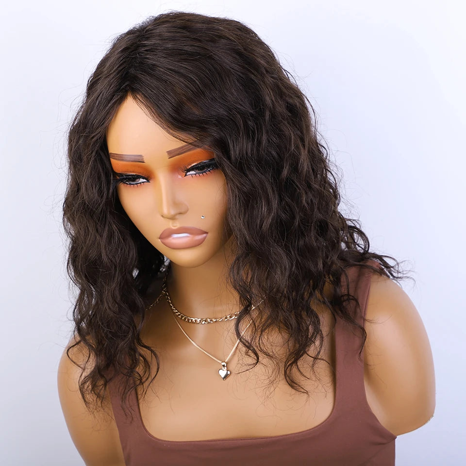 Top Human Hair Wigs Short Pixie Cut Natural Brown Multi Parting 100% Real Human Hair Wigs Perruques Cheveux Humains High Quality