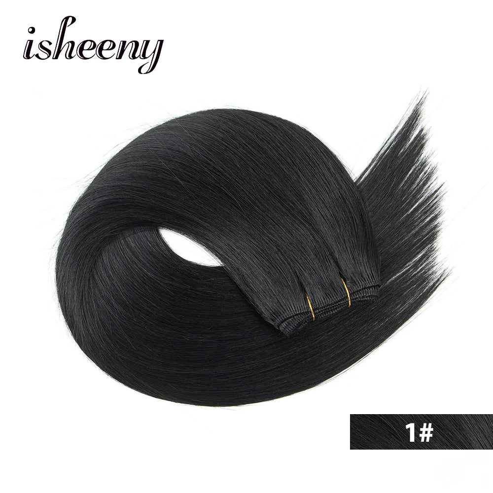 Straight Human Hair Weaves Brazilian Remy Human Hair Bundles Sew In Weft Extensions Straight Blonde 50g 12"-24" Natural Hair