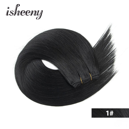 Straight Human Hair Weaves Brazilian Remy Human Hair Bundles Sew In Weft Extensions Straight Blonde 50g 12"-24" Natural Hair