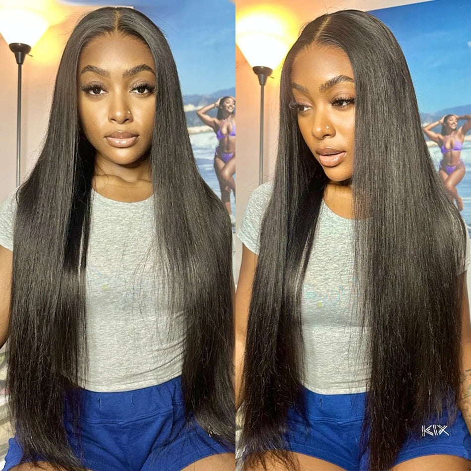 Tuneful 13x6 Lace Frontal Human Hair Wigs Straight 30 Inch Pre Plucked HD Lace Front Human Hair Wigs Glueless Wigs Ready To Wear