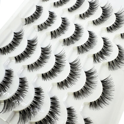New Cat Eye Lashes Natural Look Short Lashes Wispy with Clean Band 13mm Hand-Knotted Manga False Eyelashes 14Pairs