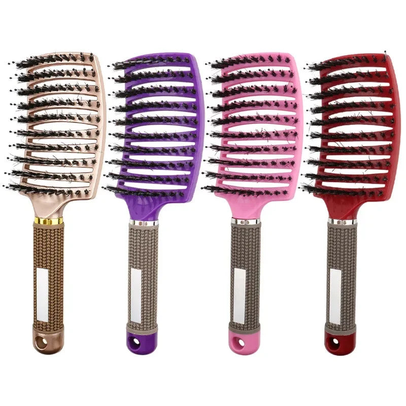 Hairbrush Bristle&Nylon Women Wet Curly Detangle Hair Brush Hair Brushes Scalp Massage Comb for Salon Hairdressing Styling Tools