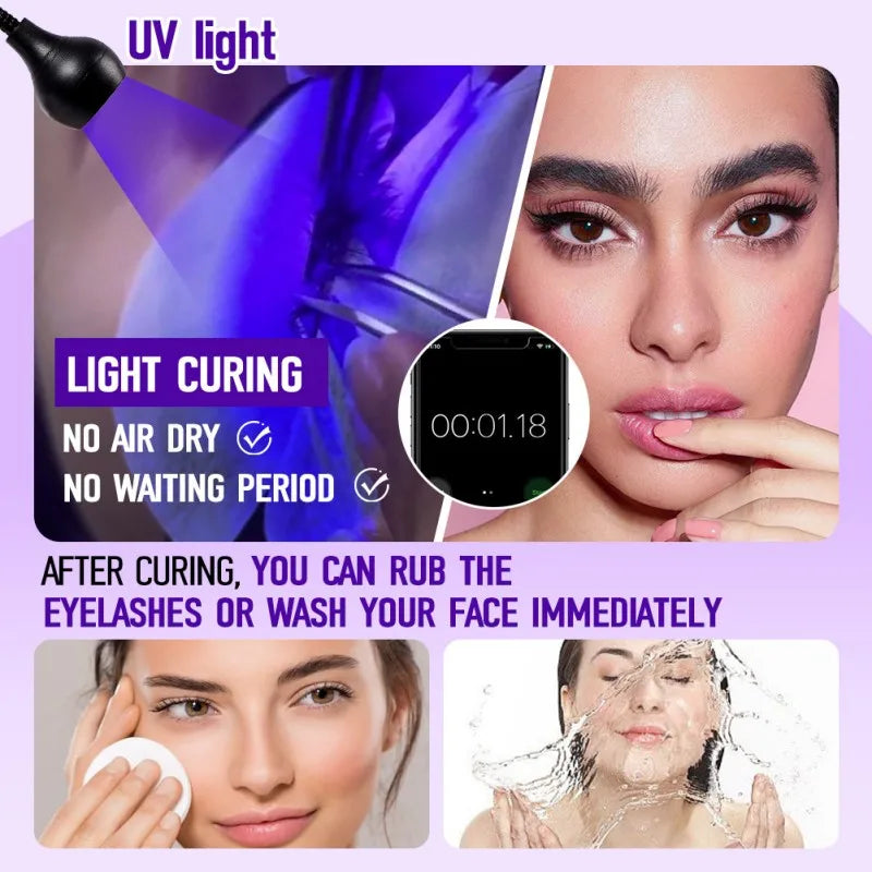 UV Lashes Glue For Eyelashes Extension Adhesive Gel Waterproof Lasting 1S Quick Dry Adhesive No Irritant Korean Makeup Tools