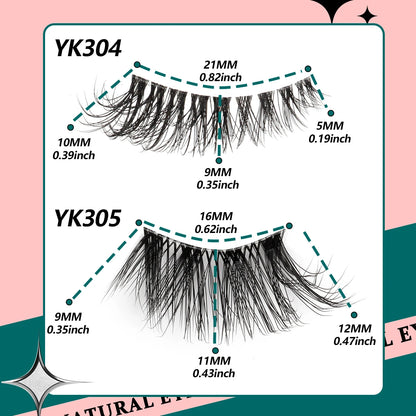 3D Mink Lashes 3/10 Pairs Cat Eye Half Lashes Natural Long False Eyelashes Strip Makeup Soft Fake Eyelash Extension Make Up Tool