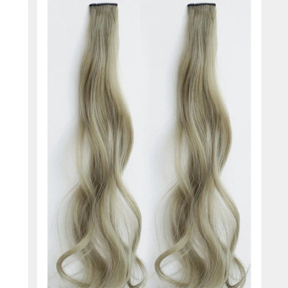 Synthetic Wigs 1 Pair 50Cm Fashion One-piece Slightly Curly Highlights Wig Natural Seamless Hair Accessories