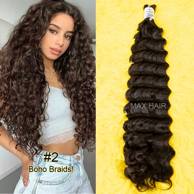 No Weft Vietnamese Human Hair Bulk Deep Wave For Braiding 18-30inches Remy Hair Extensions Virgin  Deep Curly 100% Cabelo humano