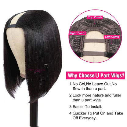 Straight Short Bob V Part Wigs Human Hair Bob Wig Short Straight V Part Bob Wig No Leave Out 180% human hair Wigs 100%U Part Wig