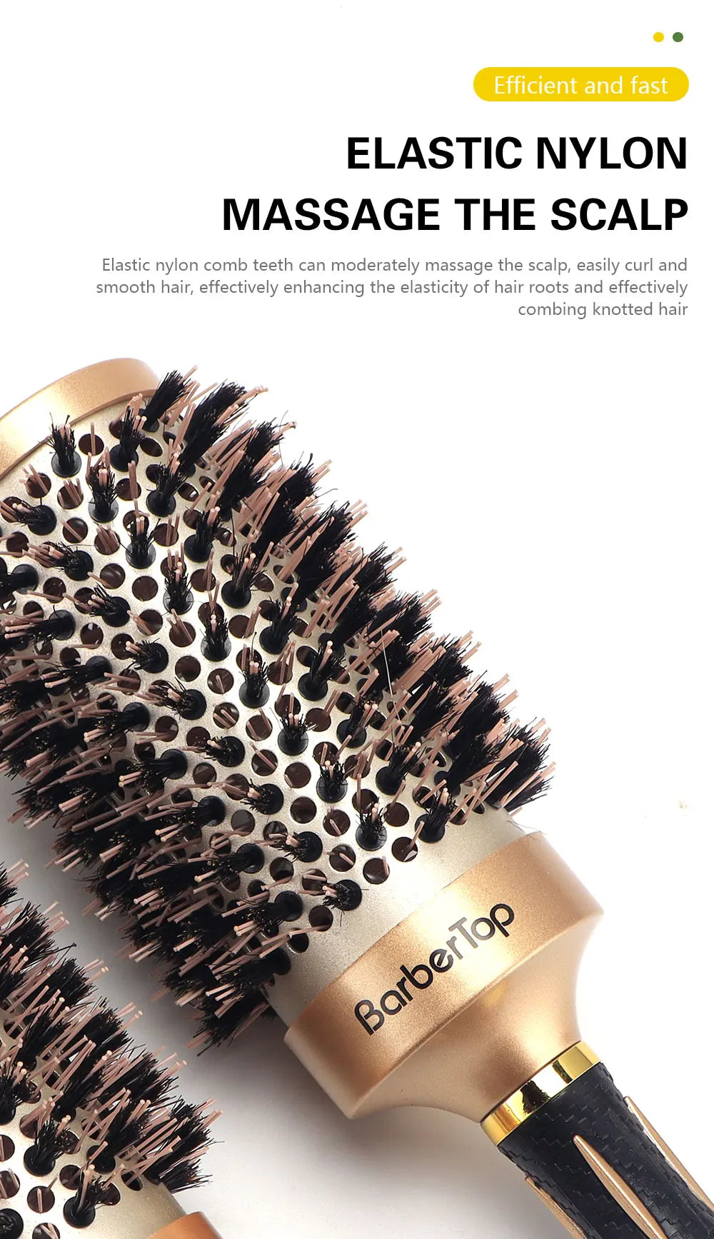 New Handle Round Rolling Brush Straight Twill Hair Comb Boar Bristle Round Barrel Hair Curling Brush Hairdressing Styling Tool