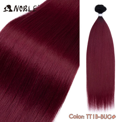Straight Hair Extensions Bundles With Frontal Closure Synthetic Hair Bundles Salon Natural Hair Yaki Straight High Temperature
