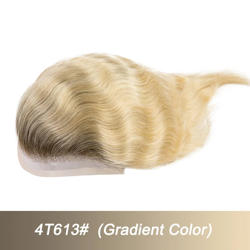 Men Wig Natural Haline Lace Front with Mono Top 6" Men's Capillary Prothesis Durable Toupee Men Wigs For Man Virgin Hair Toupee