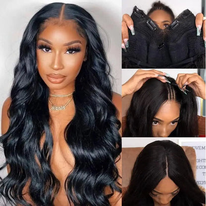 Malaysian Body Wave V Part Wig Human Hair Full Machine Made 180% Natural Black V Part Human Hair Wigs For Women Natural Color